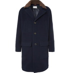 Brunello Cucinelli - Shearling-Trimmed Virgin Wool and Cashmere-Blend Coat - Men - Navy