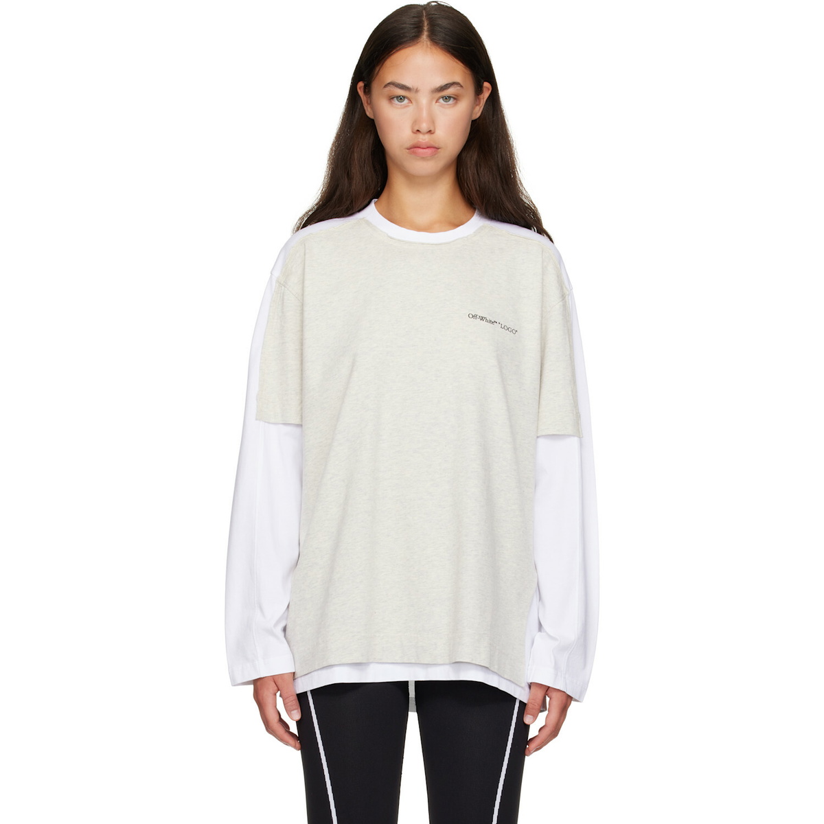 Off-White White 'Logo' Quote Double Layer T-shirt