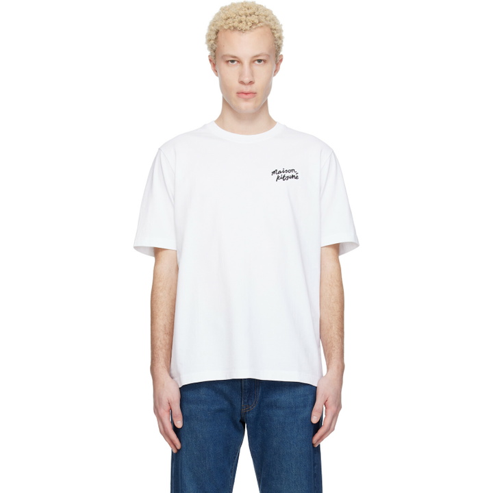 Photo: Maison Kitsuné White 'Maison Kitsuné' Handwriting Comfort T-shirt
