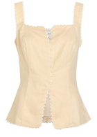 Reformation Viola Crochet-trimmed Linen top Cream