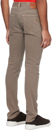 ZEGNA Taupe Garment-Dyed Jeans