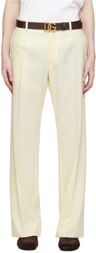 Photo: Dolce&Gabbana Off-White Straight-Leg Trousers