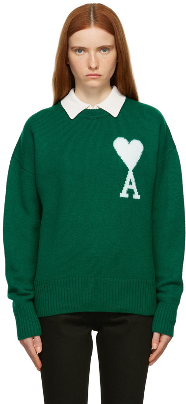 Photo: AMI Alexandre Mattiussi Green Knit Ami De Coeur Sweater