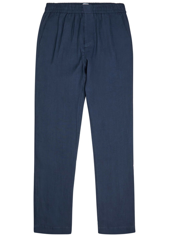 Photo: Sunspel Tapered-leg Linen Trousers Navy