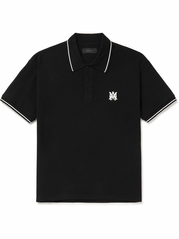 Photo: AMIRI - Logo-Embroidered Cotton-Piqué Polo Shirt - Black