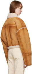 HALFBOY Tan Short Aviator Shearling Jacket
