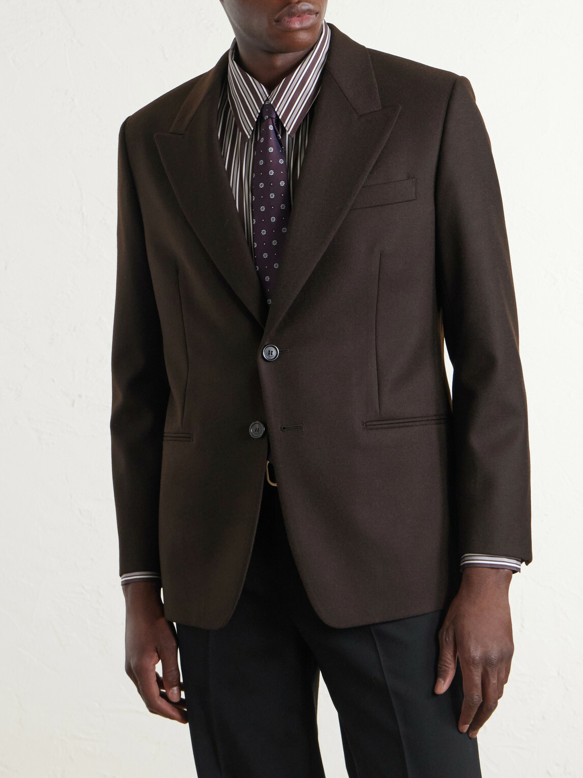 SAINT LAURENT - Wool Blazer - Brown