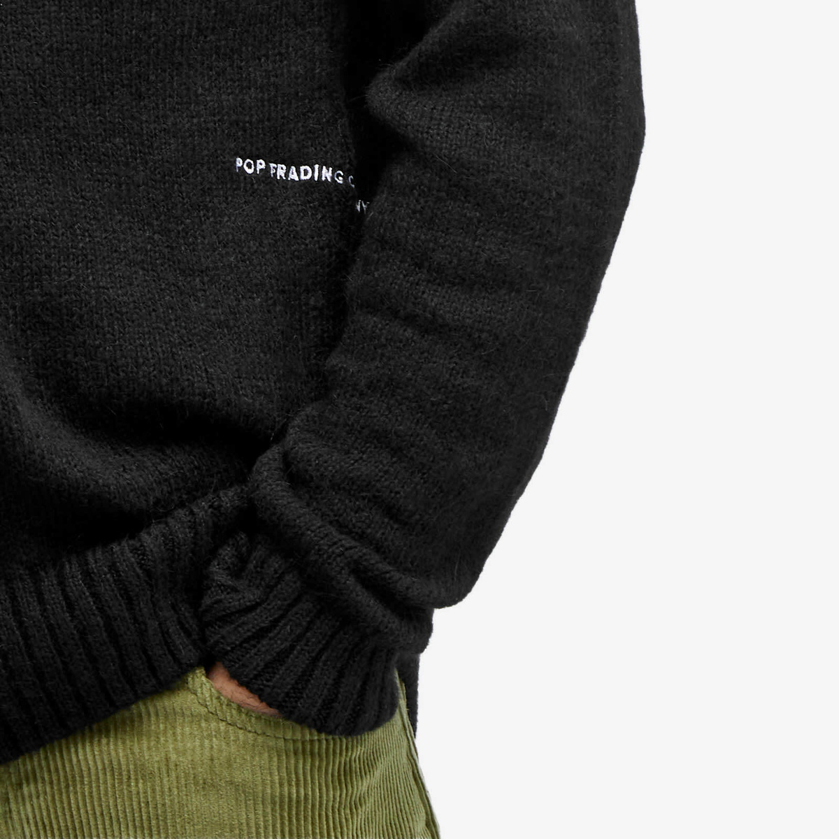 POP Trading Company Men's Initials Knitted Crewneck in Black