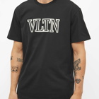 Valentino Men's VLTN Embroidered T-Shirt in Nero