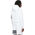 Thom Browne White Loopback 4-Bar Zip Up Hoodie