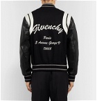 Givenchy - Logo-Print Leather and Wool Bomber Jacket - Black
