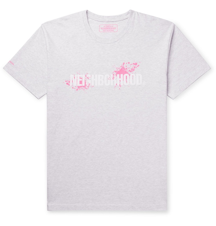 Photo: Neighborhood - Logo-Print Mélange Cotton-Jersey T-Shirt - Gray