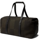 Mismo - Leather-Trimmed Checked Canvas-Jacquard Holdall - Green