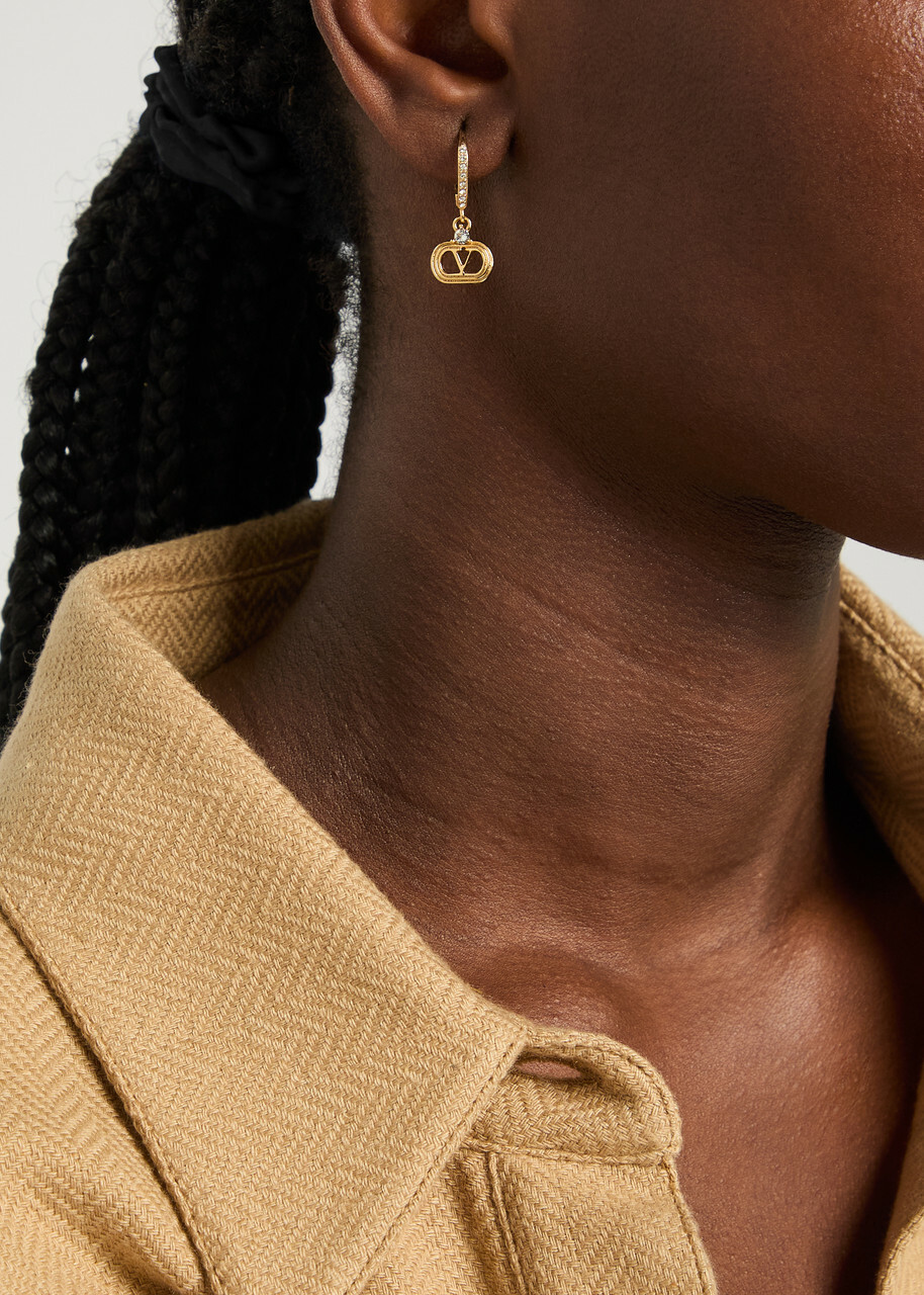 Valentino Garavani Ovalette Vlogo Hoop Earrings - Gold - One Size