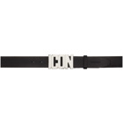 Dsquared2 Black and Silver Icon Plaque Belt