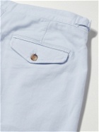 Mr P. - Wide-Leg Pleated Organic Cotton-Blend Twill Shorts - Blue