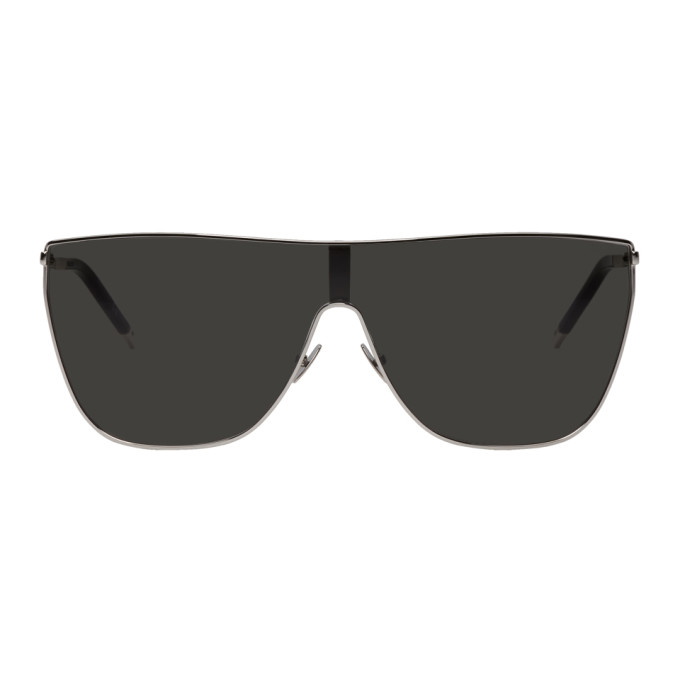 Photo: Saint Laurent Silver SL 1 Mask Sunglasses