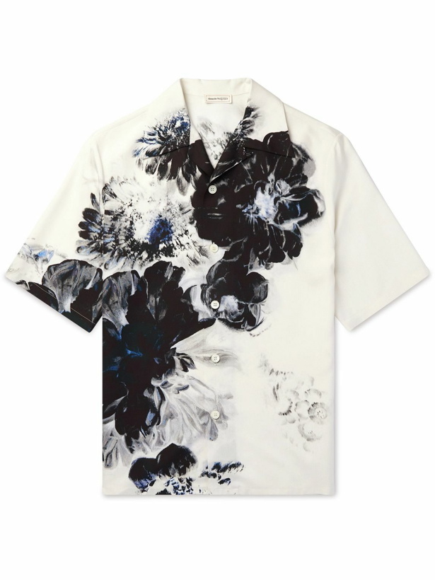 Photo: Alexander McQueen - Convertible-Collar Floral-Print Silk Shirt - White