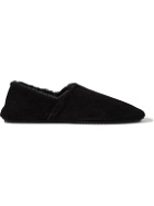 Mr P. - Collapsible-Heel Shearling-Lined Suede Slippers - Black