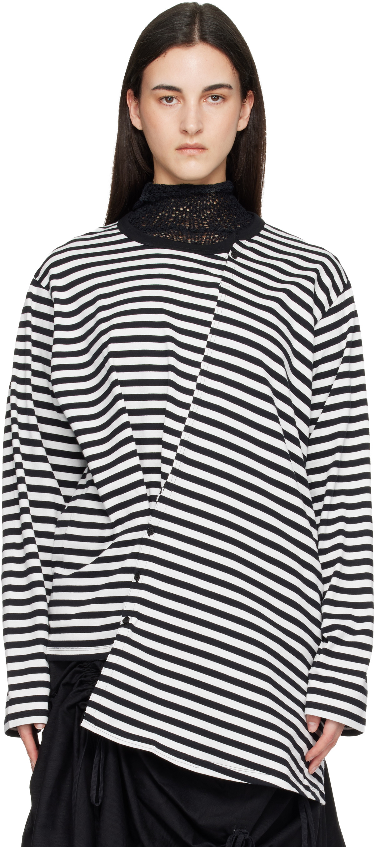 YOHJI YAMAMOTO Black & White Paneled Long Sleeve T-shirt