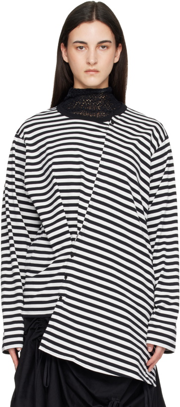 Photo: YOHJI YAMAMOTO Black & White Paneled Long Sleeve T-shirt