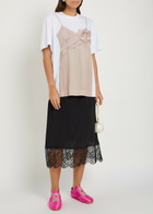 Simone Rocha Bow Sash Slip Dress Trompe L'oeil Printed Cotton T-shirt White