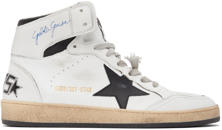 Photo: Golden Goose White & Black Sky Star High-Top Sneakers