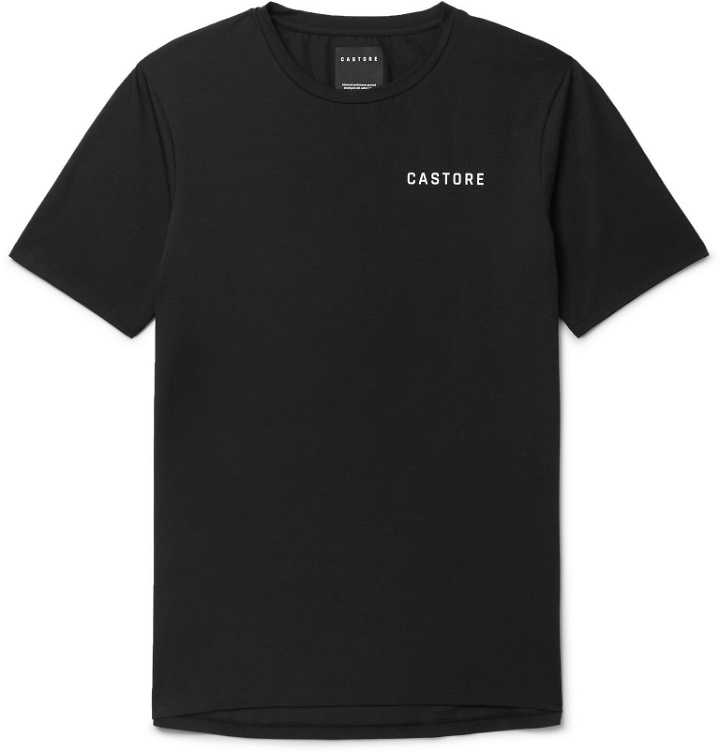 Photo: CASTORE - Colombo Logo-Print Stretch Supima Cotton-Jersey T-Shirt - Black