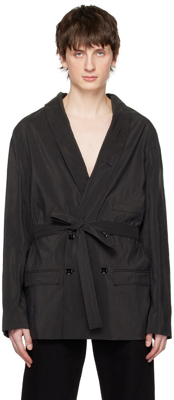 Photo: LEMAIRE Black Belted Double-Breasted Blazer