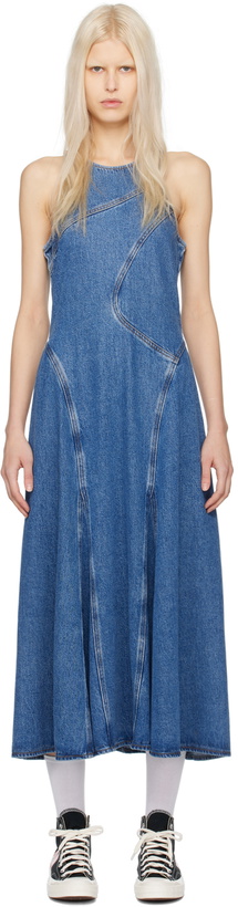 Photo: Re/Done Blue Racer Tank Denim Midi Dress