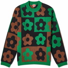 Kenzo Paris Men's Kenzo Boke Checkerboard Crew Knit in Grass Green