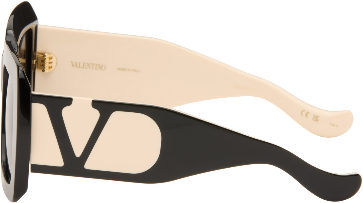 Valentino Black Rectangular Acetate Sunglasses