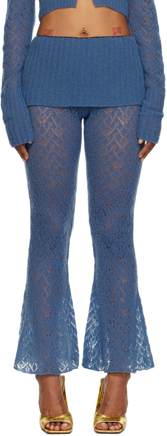 JUNEYEN Blue Hollow Out Trousers