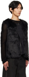 Andersson Bell Black Curved Placket Reversible Faux-Fur Vest