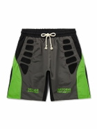 Satoshi Nakamoto - Tech Straight-Leg Mesh-Panelled Colour-Block Nylon Drawstring Shorts - Green