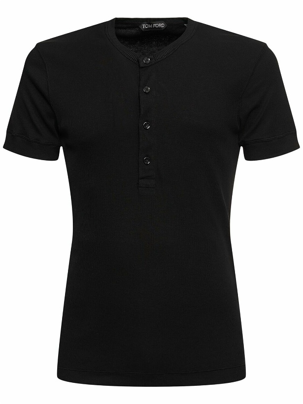 Photo: TOM FORD - Henley Cotton & Lyocell Ribbed T-shirt