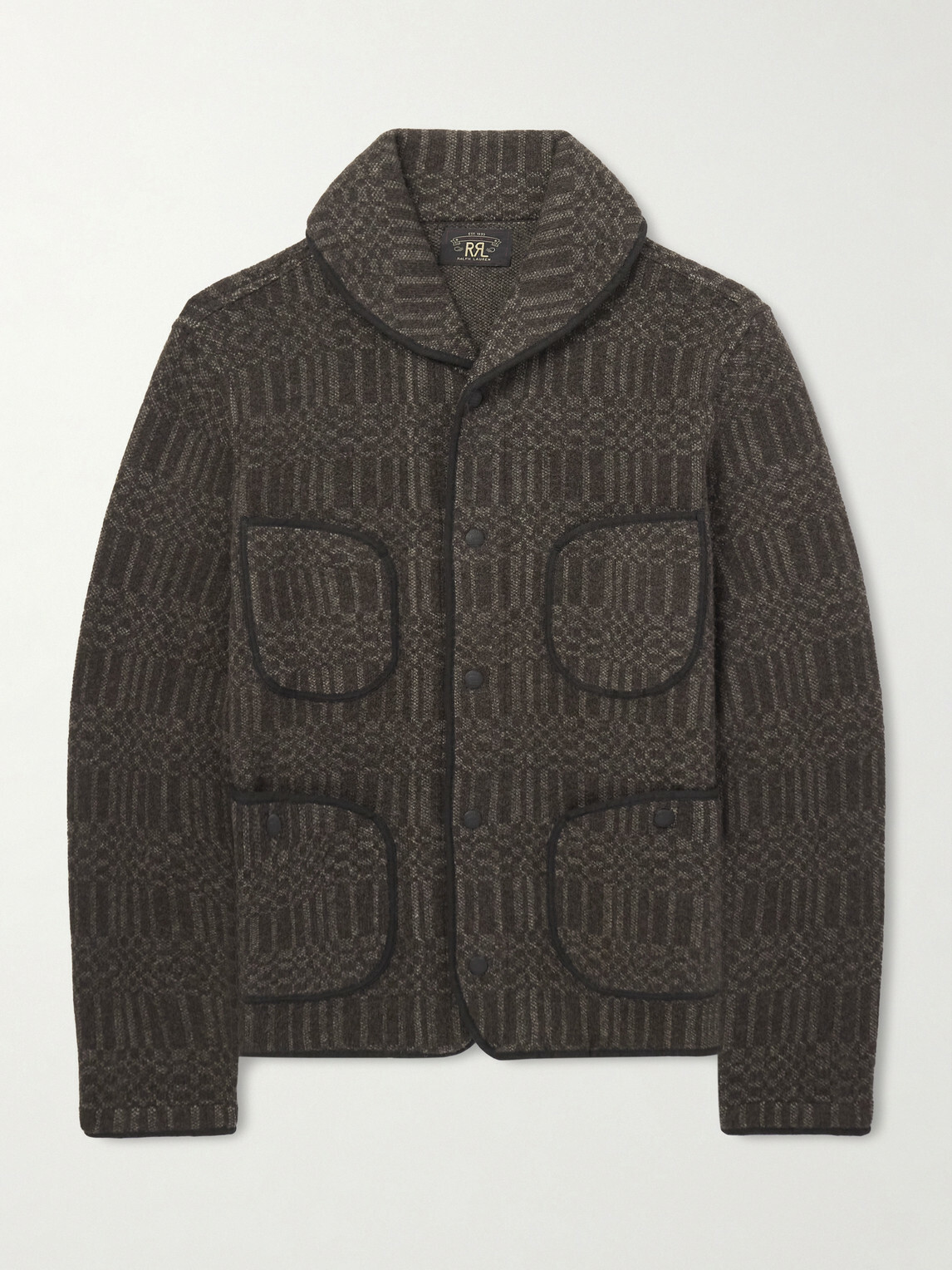 RRL - Shawl-Collar Jacquard-Knit Wool and Cashmere-Blend Cardigan - Brown