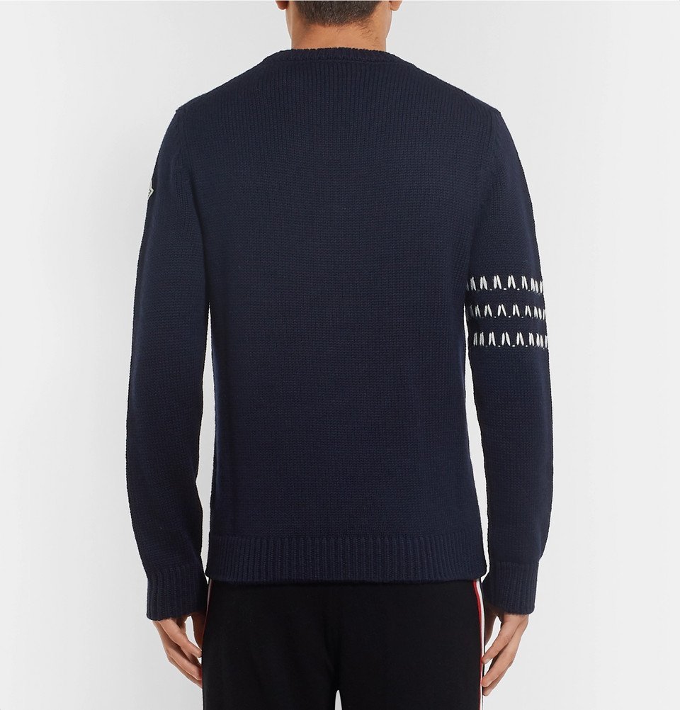 【関税&送料込】MONCLER GENIUS Sweaters Blue Moncler Genius - 2 Moncler 1952 Logo-Intarsia Virgin Wool