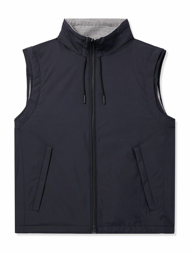 Photo: Zegna - Reversible Shell and Cashmere-Blend Twill Gilet - Blue