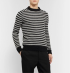 SAINT LAURENT - Striped Mohair-Blend Sweater - Black