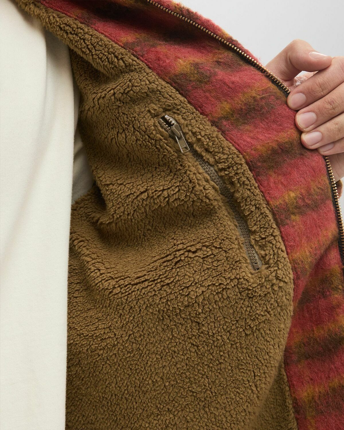 Thisisneverthat BRUSHED WOOL CHECK JACKET Red Mens Overshirt