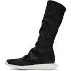 Rick Owens Black Oblique Sock High-Top Sneakers