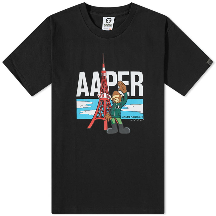 Photo: AAPE Men's R Tower T-Shirt in Black