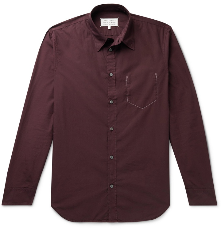 Photo: Maison Margiela - Slim-Fit Garment-Dyed Cotton-Poplin Shirt - Burgundy