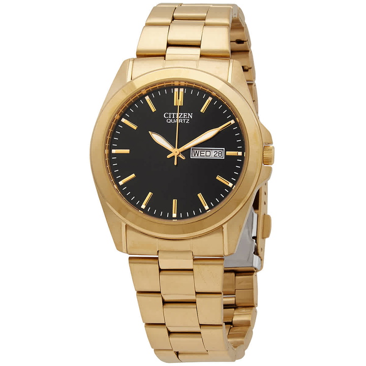 Photo: Citizen Quartz Black Dial Yellow Gold-tone Mens Watch BF0582-51F