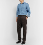 Rubinacci - Manny Navy Tapered Pleated Stretch-Virgin Wool Twill Trousers - Brown