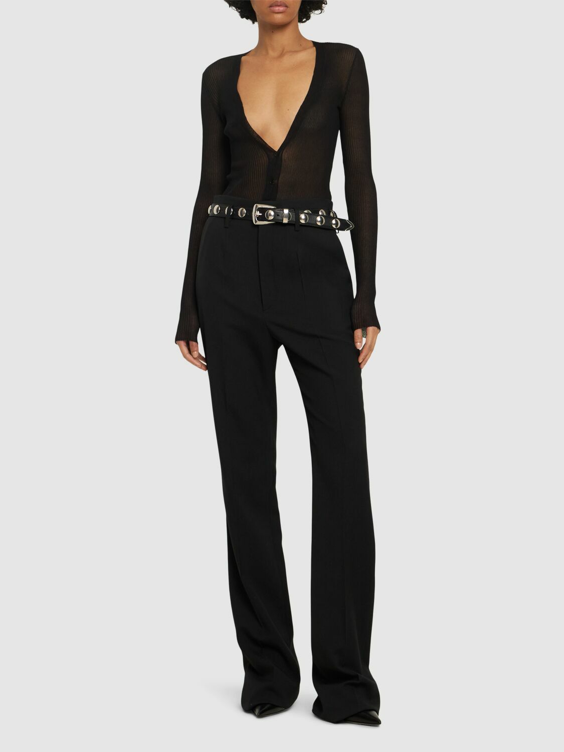 PETAR PETROV - Silk Knit V-neck Long Sleeve Bodysuit