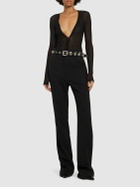 PETAR PETROV - Silk Knit V-neck Long Sleeve Bodysuit