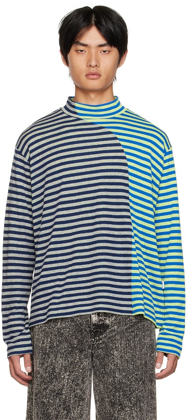 Photo: Sunnei Blue Striped Long Sleeve T-Shirt