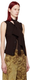 LEMAIRE Brown Asymmetrical Cardigan